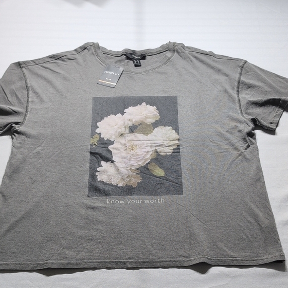 Forever 21 Gray T-Shirt - Picture 1 of 9